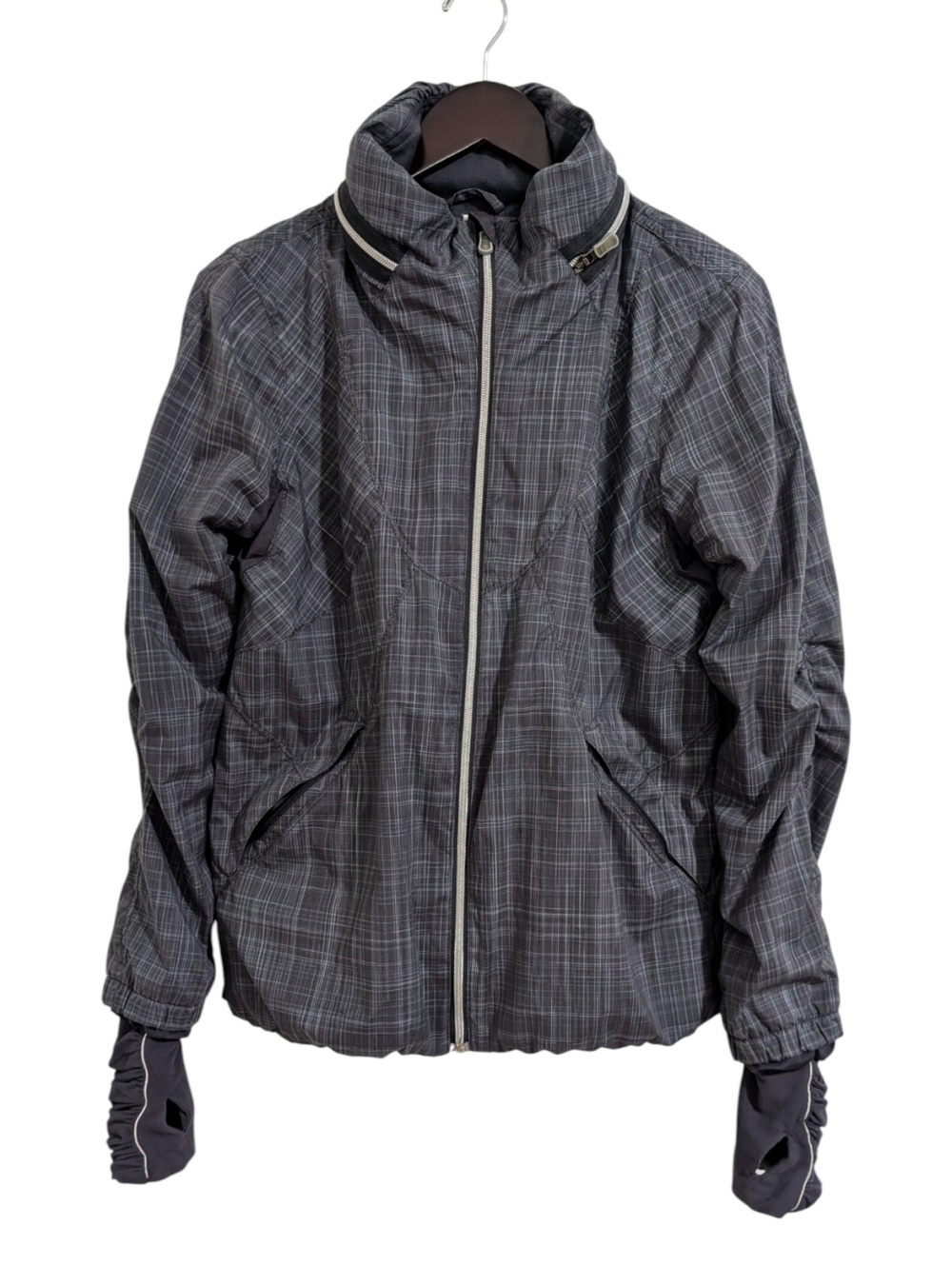 Lululemon Run: Hustle Jacket - Blue/Grey Plaid - Size 10